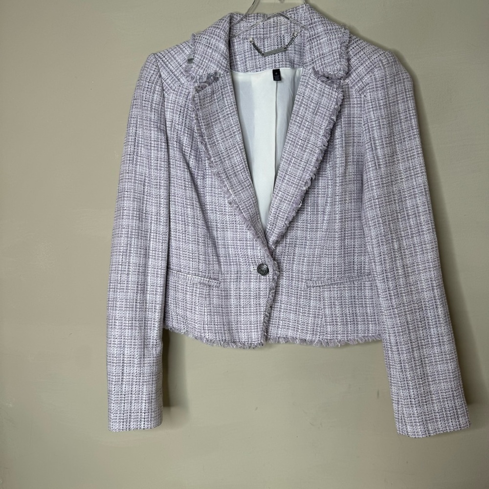 White House Black Market Purple Tweed Blazer size 6